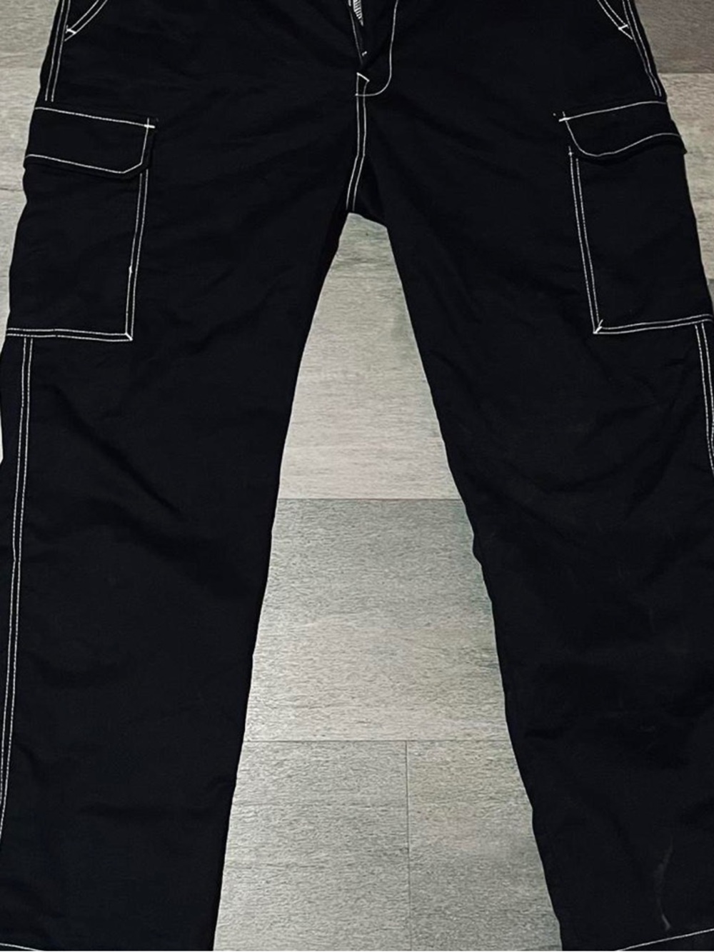 True Religion Men's Black Cargo Pants with Contrast Stitching